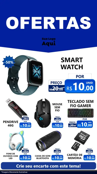 Modelo de Rede Social para Stories com o tema Ofertas Azul Cartaz para Informática