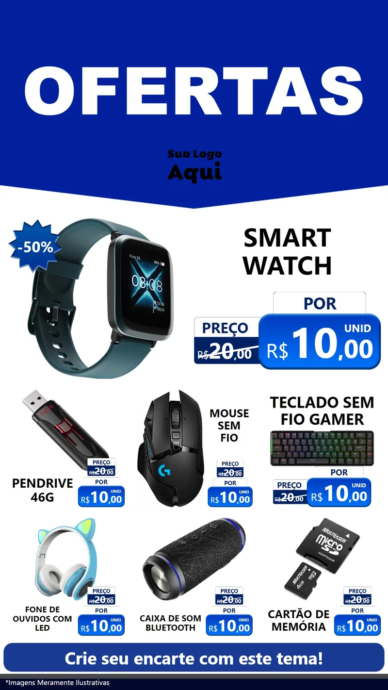 Modelo de Rede Social para Stories com o tema Ofertas Azul Cartaz para Informática