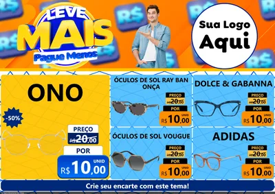 Modelo de Encarte para Encarte A4 Horizontal com o tema Leve Mais, Pague Menos para Óticas