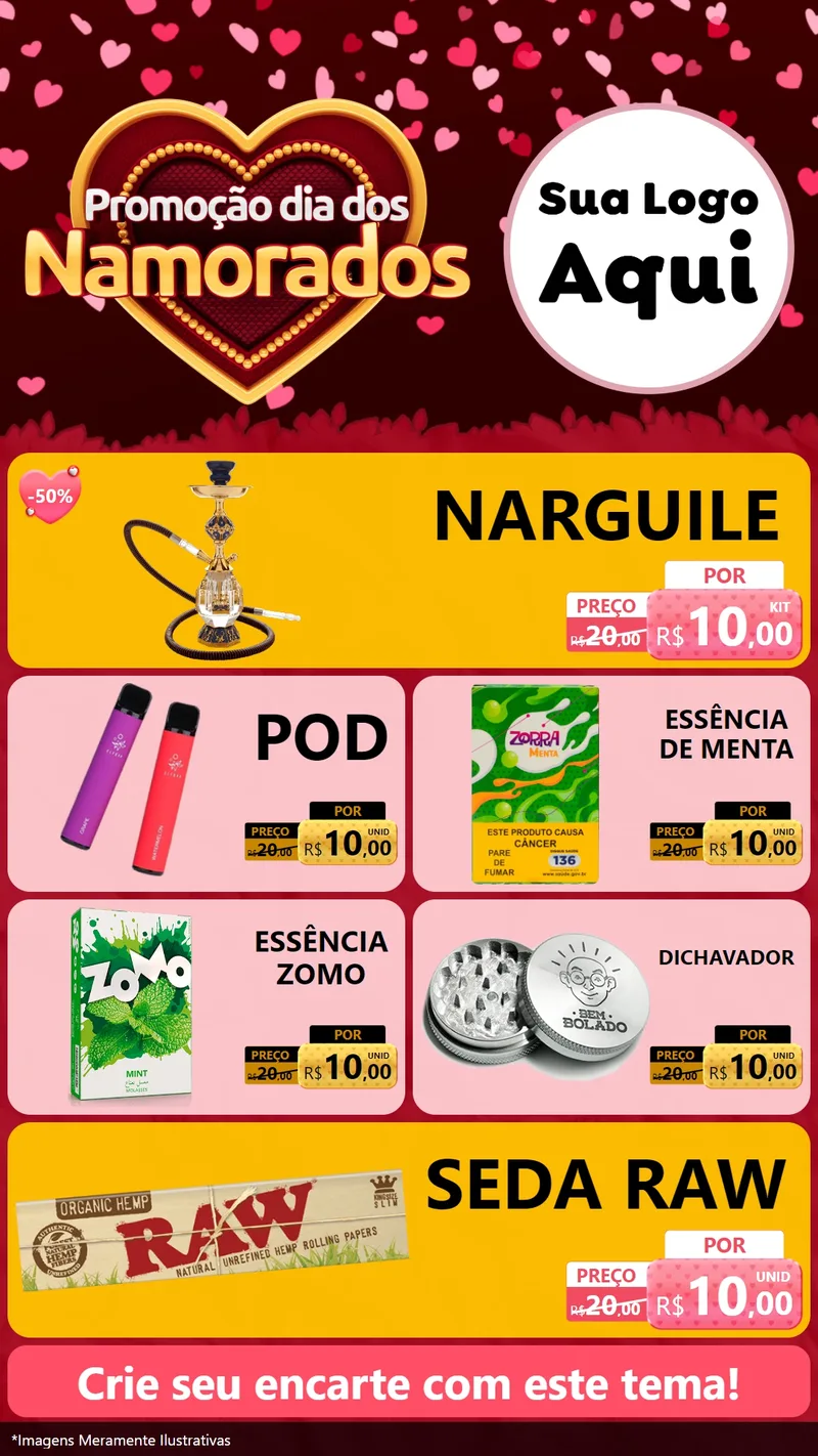 Modelo de TV para TV Vertical com o tema Promoção Dia Dos Namorados para Tabacaria