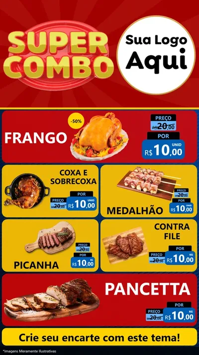 Modelo de TV para TV Vertical com o tema Super Combo para Assados