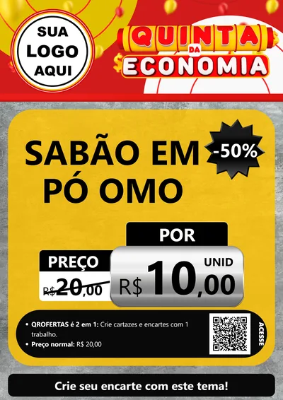 Modelo de Cartaz para Cartaz A4 Vertical com o tema Quinta da Economia para Produtos de Limpeza