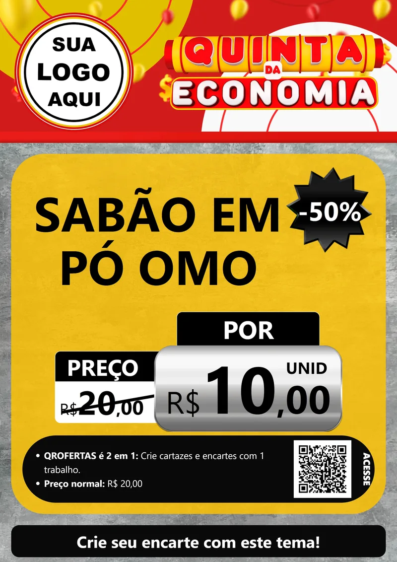 Modelo de Cartaz para Cartaz A4 Vertical com o tema Quinta da Economia para Produtos de Limpeza