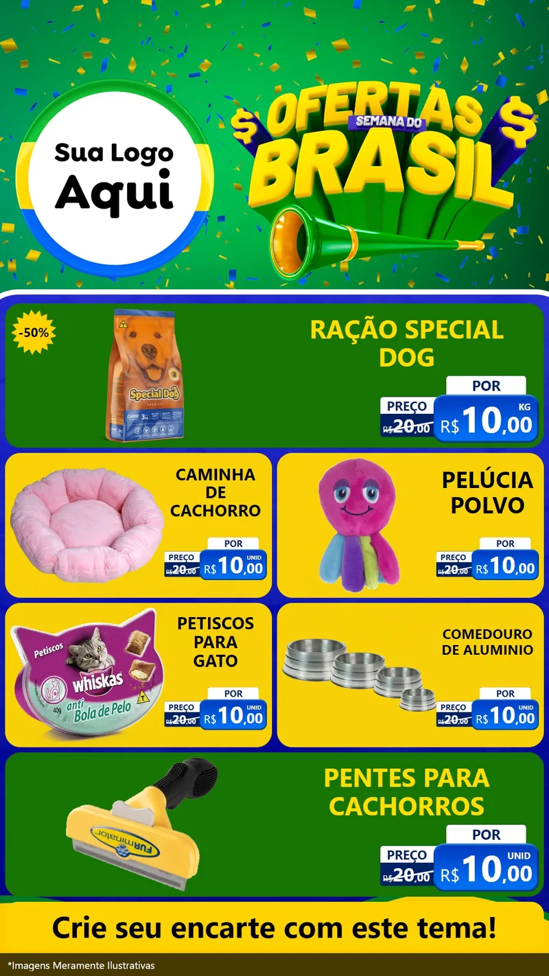 Modelo de TV para TV Vertical com o tema Ofertas Semana do Brasil para Pet Shop