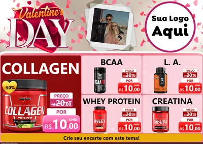 Modelo de Encarte para Encarte A4 Horizontal com o tema Valentine's Day para Suplementos alimentares
