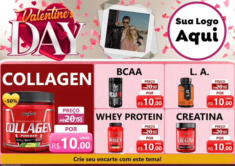 Modelo de Encarte para Encarte A4 Horizontal com o tema Valentine's Day para Suplementos alimentares
