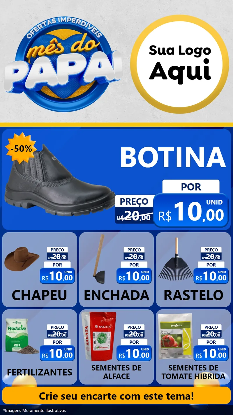 Modelo de Rede Social para Stories com o tema Ofertas Imperdíveis Mês Do Papai para Agropecuária