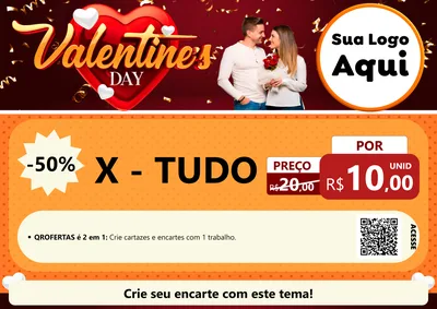 Modelo de Cartaz para Cartaz A4 Horizontal com o tema Valentine's Day para Hamburgueria