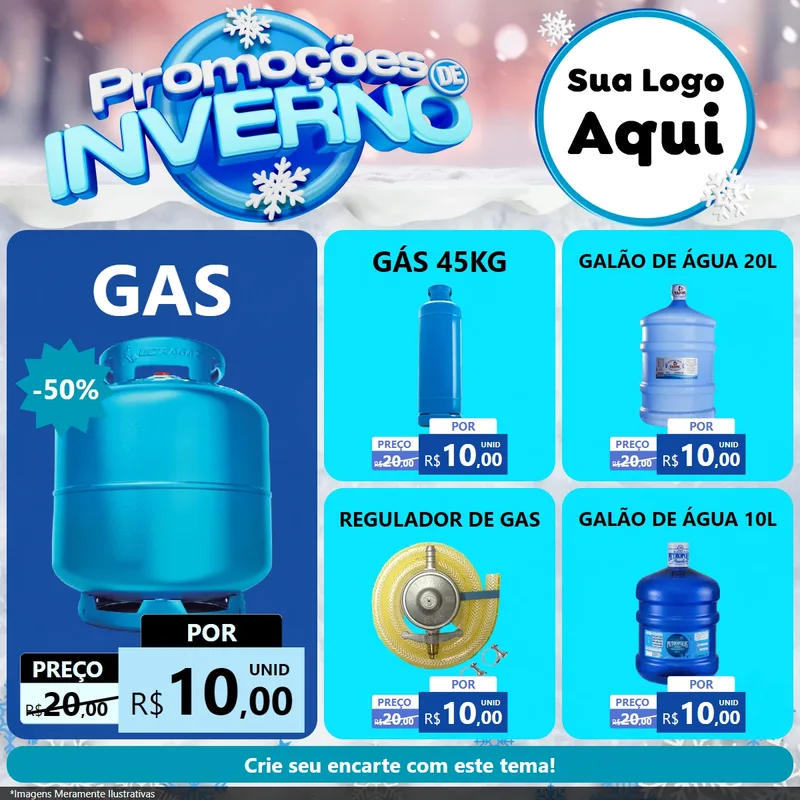 Modelo de Rede Social para Feed Facebook com o tema Promoções de Inverno para Água e gás