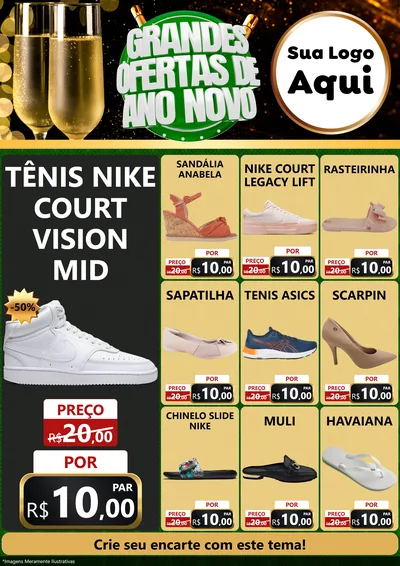Modelo de Encarte para Encarte A4 Vertical com o tema Grandes Ofertas de Ano Novo para Calçados