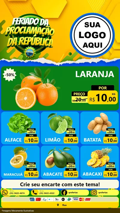Modelo de Rede Social para Stories com o tema Feriado da Proclamação da República para Hortifrúti