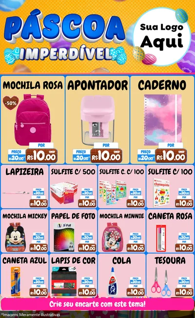 Modelo de Encarte para Encarte Grande com o tema Páscoa Imperdível para Papelaria