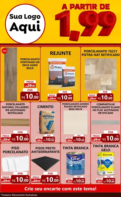 Modelo de Encarte para Encarte Grande com o tema A Partir de Um e Noventa e Nove - 1,99 para Pisos e revestimentos
