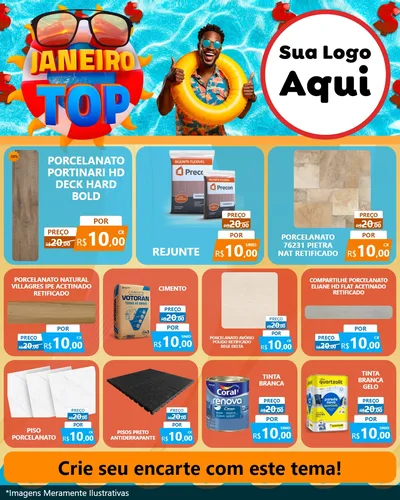 Modelo de Rede Social para Feed Instagram com o tema Janeiro Top para Pisos e revestimentos