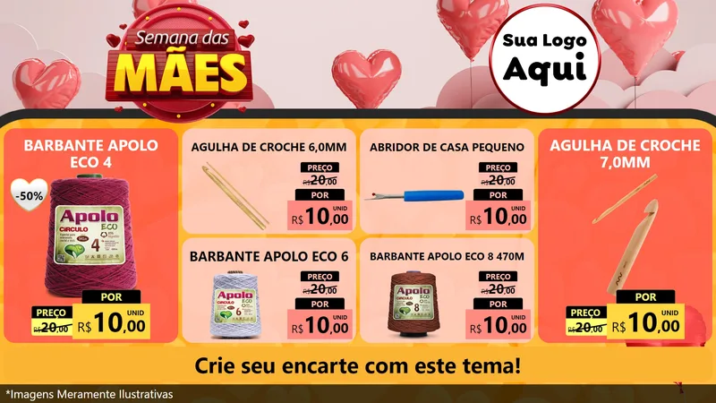 Modelo de TV para TV Horizontal com o tema Semana das Mães para Armarinho e Aviamentos