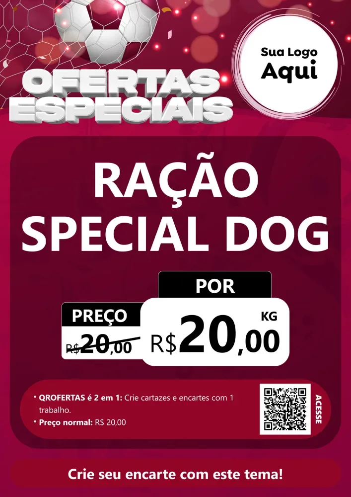 Modelo de Cartaz para Cartaz A4 Vertical com o tema Ofertas Especiais - Futebol para Pet Shop
