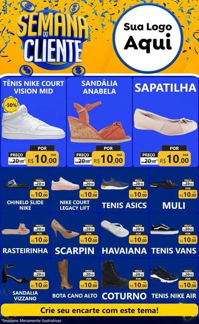 Modelo de Encarte para Encarte Grande com o tema Semana do Cliente para Calçados