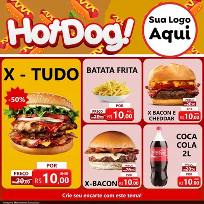 Modelo de Rede Social para Feed Facebook com o tema Hot Dog para Hamburgueria