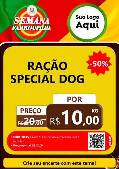 Modelo de Cartaz para Cartaz A4 Vertical com o tema Semana Farroupilha para Pet Shop