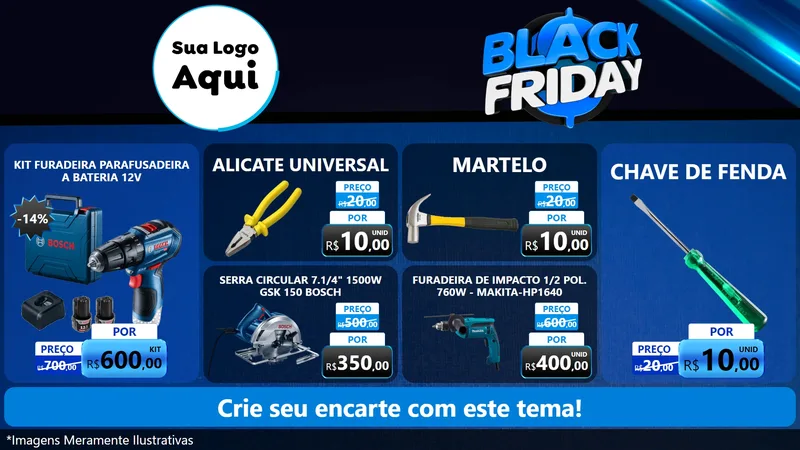 Modelo de TV para TV Horizontal com o tema Black Friday para Maquinas e Ferramentas