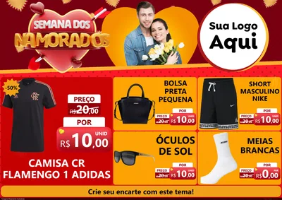 Modelo de Encarte para Encarte A4 Horizontal com o tema Semana dos Namorados para Roupas e acessórios