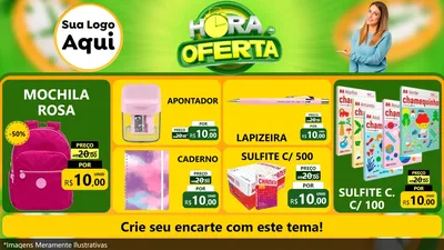 Modelo de TV para TV Horizontal com o tema Hora da Oferta para Papelaria