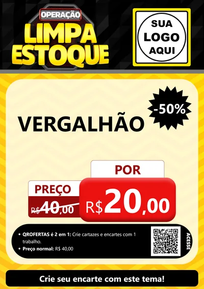 Modelo de Cartaz para Cartaz A4 Vertical com o tema Operação Limpa Estoque para Ferragens
