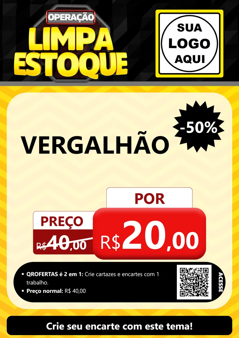 Modelo de Cartaz para Cartaz A4 Vertical com o tema Operação Limpa Estoque para Ferragens