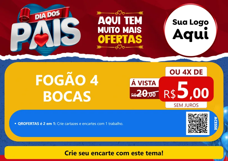 Modelo de Cartaz para Cartaz A4 Horizontal com o tema Dia dos Pais para Móveis e Eletro
