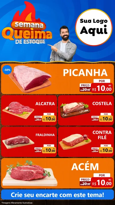Modelo de TV para TV Vertical com o tema Semana Queima de Estoque para Açougue