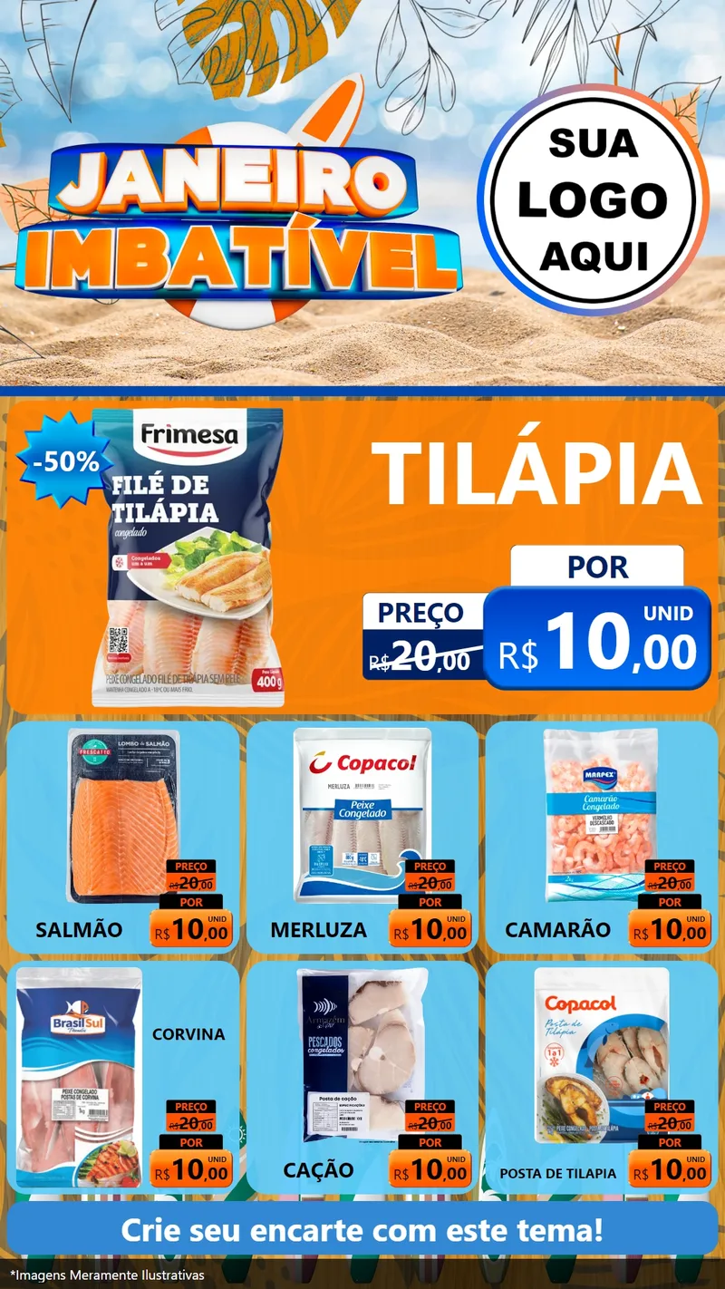 Modelo de Rede Social para Stories com o tema Janeiro Imbatível para Peixaria