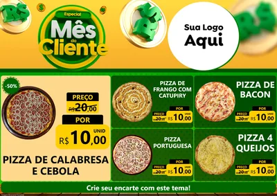 Modelo de Encarte para Encarte A4 Horizontal com o tema Especial Mês do Cliente para Pizzaria