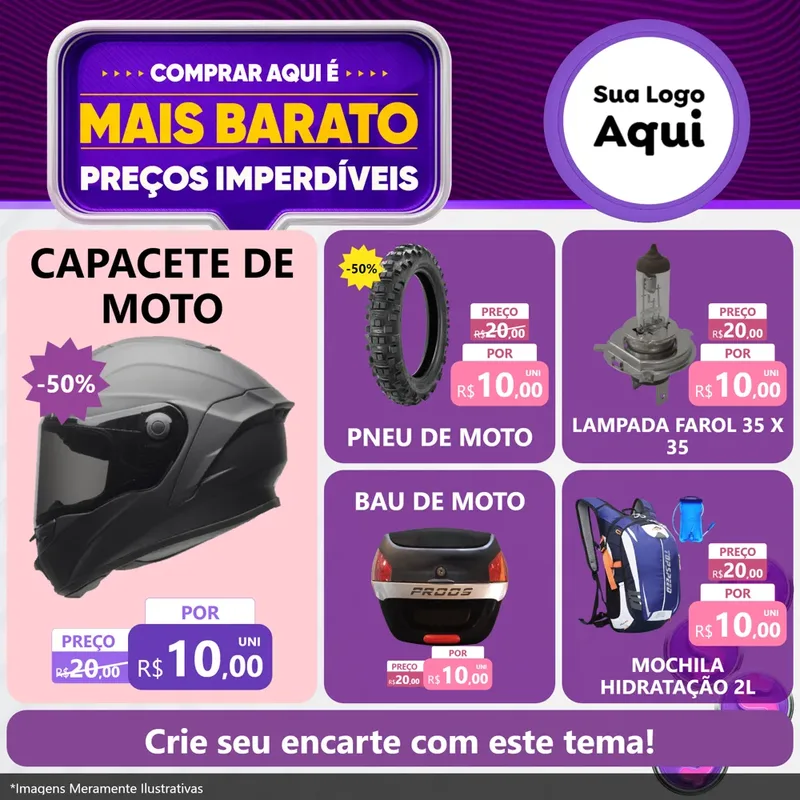 Modelo de Rede Social para Feed Facebook com o tema Mais Barato para Moto peças