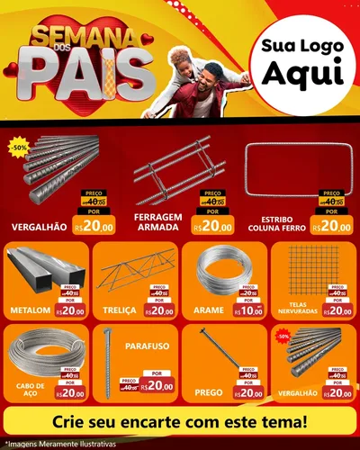 Modelo de Rede Social para Feed Instagram com o tema Semana Dos Pais para Ferragens
