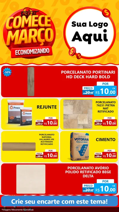 Modelo de TV para TV Vertical com o tema Comece Março Economizando para Pisos e revestimentos