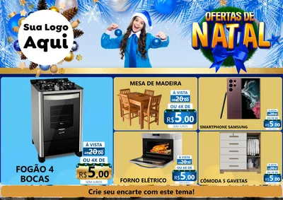 Modelo de Encarte para Encarte A4 Horizontal com o tema Ofertas de Natal para Móveis e Eletro