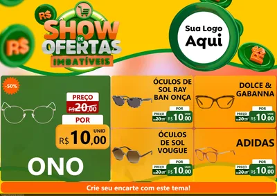 Modelo de Encarte para Encarte A4 Horizontal com o tema Show de Ofertas Imbatíveis para Óticas
