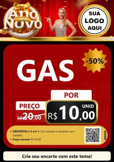 Modelo de Cartaz para Cartaz A4 Vertical com o tema Super Ano Novo para Água e gás