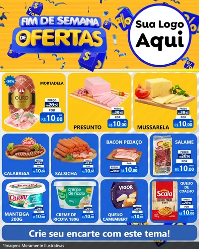 Modelo de Rede Social para Feed Instagram com o tema Fim de Semana de Ofertas para Frios e Laticínios