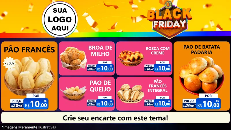 Modelo de TV para TV Horizontal com o tema Black Friday para Padaria