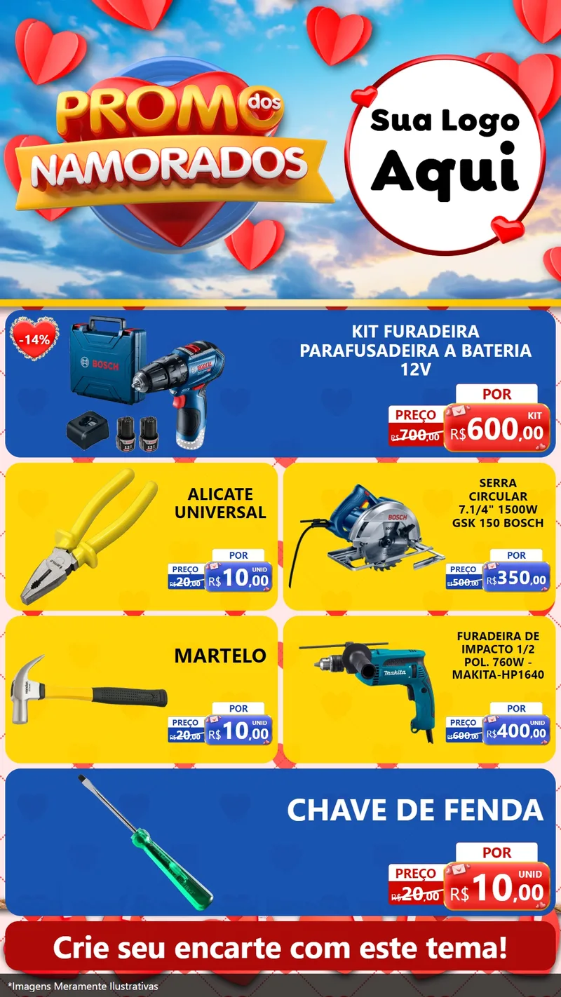 Modelo de TV para TV Vertical com o tema Promo dos Namorados para Maquinas e Ferramentas