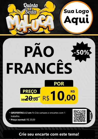 Modelo de Cartaz para Cartaz A4 Vertical com o tema Quinta e Sexta Maluca para Padaria