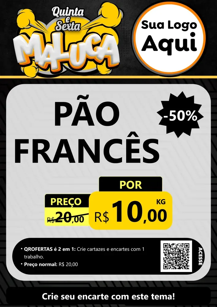 Modelo de Cartaz para Cartaz A4 Vertical com o tema Quinta e Sexta Maluca para Padaria