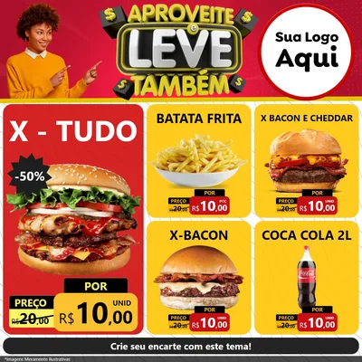 Modelo de Rede Social para Feed Facebook com o tema Aproveite e Leve Também para Hamburgueria