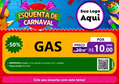 Modelo de Cartaz para Cartaz A4 Horizontal com o tema Esquenta de Carnaval para Água e gás