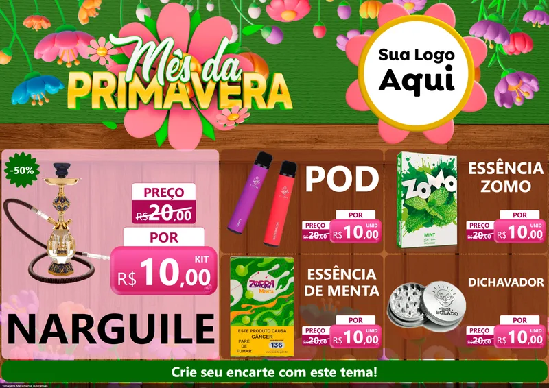 Modelo de Encarte para Encarte A4 Horizontal com o tema Mês da Primavera para Tabacaria