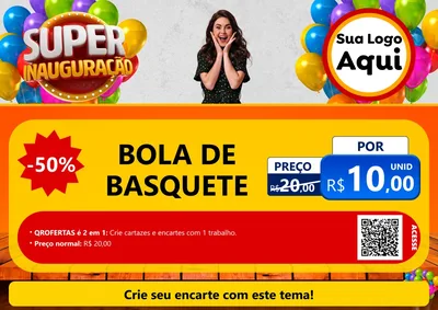 Modelo de Cartaz para Cartaz A4 Horizontal com o tema Super Inauguração para Artigos Esportivos