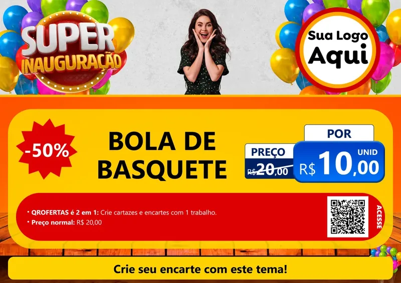 Modelo de Cartaz para Cartaz A4 Horizontal com o tema Super Inauguração para Artigos Esportivos