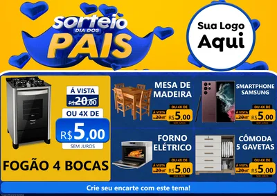 Modelo de Encarte para Encarte A4 Horizontal com o tema Sorteio Dia dos Pais para Móveis e Eletro