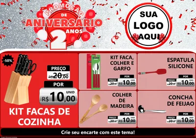 Modelo de Encarte para Encarte A4 Horizontal com o tema Promoção de Aniversário - 2 Anos para Utilidades Domésticas